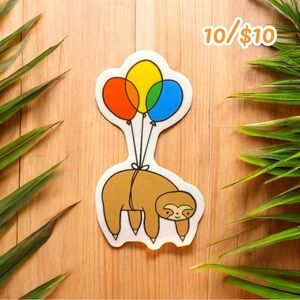 10 / $10 - Floating Balloon Sloth Sticker - Adorable / Cute